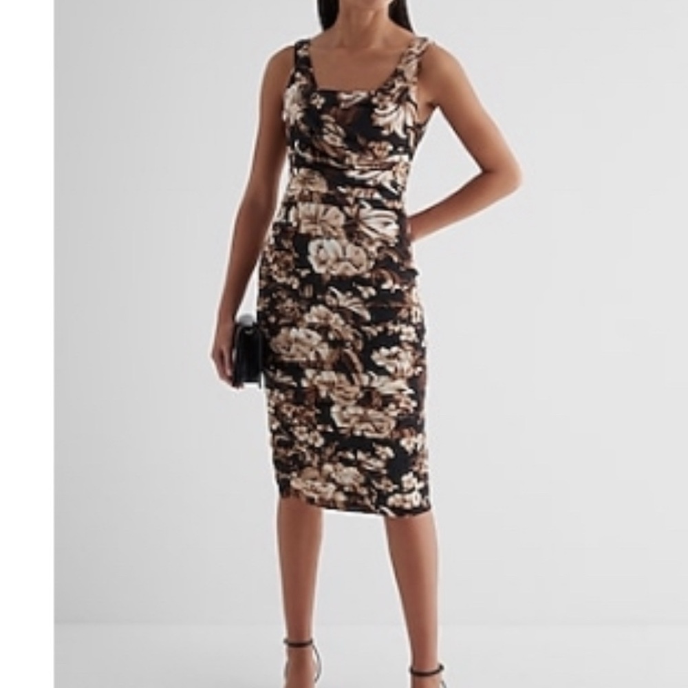 Express brand new with tags Black and Cream Floral Midi Dress